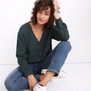 Madewell XS Lightspun Evert Top Midnight Green